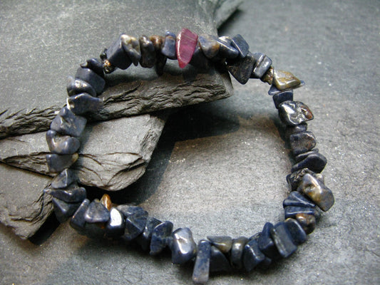 Blue Color Sapphire Genuine Bracelet ~ 7 Inches ~ 8mm Tumbled Beads