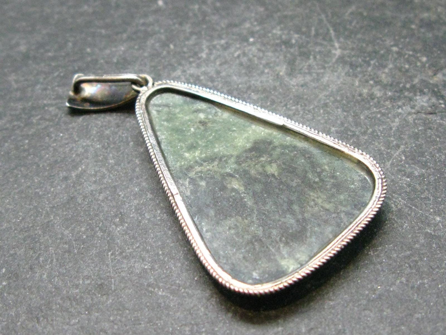 Natural Polished Seraphinite Clinochlore Angels Wings Silver Pendant from Russia - 2.0" - 6.42 Grams