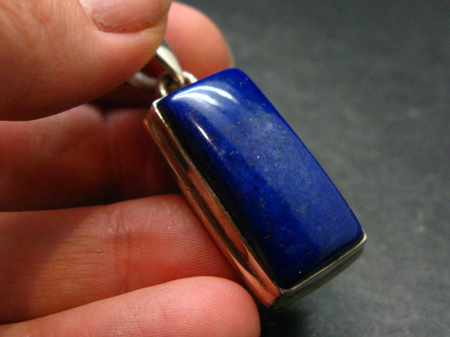 Lapis Lazuli Silver Pendant From Afghanistan - 1.5" - 9.27 Grams