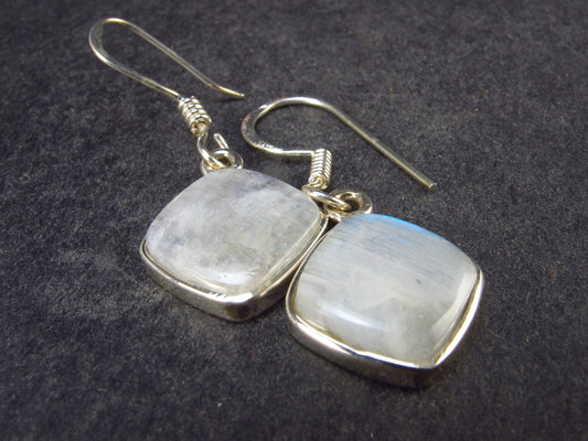 Cabochon Natural Moonstone 925 Sterling Silver Drop Earrings - 1.2" - 3.0 Grams