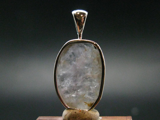 Gray Herderite Silver Pendant from Africa - 1.1" - 3.03 Grams