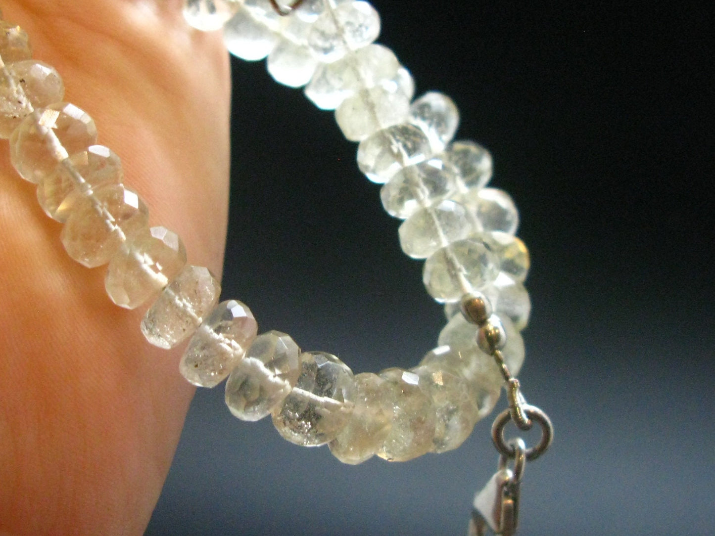 Gem Libyan Desert Glass Tektite Necklace Faceted Rondelle Beads from Libya - 19.5" - 28.28 Grams