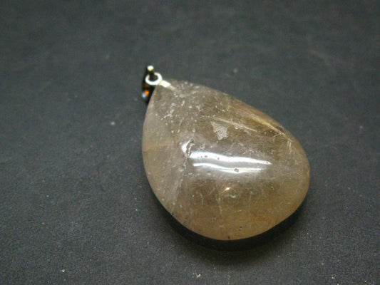 Rutilated Quartz Silver Pendant From Brazil - 1.5"
