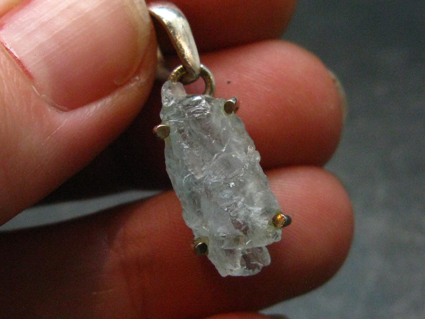 Fantastic Gemmy Aquamarine Crystal Silver Pendant From Brazil - 1.0" - 1.87 Grams