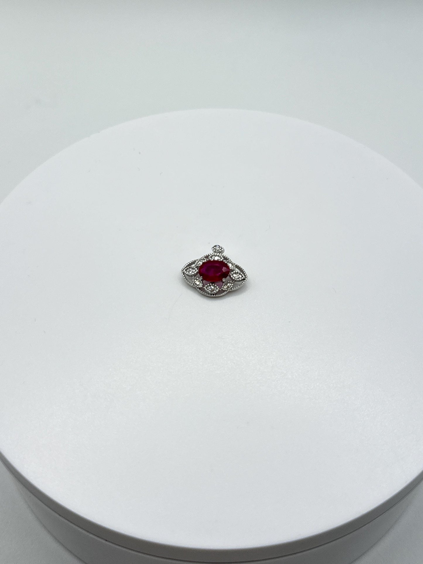 Ruby Flower Pendant | Sterling Silver, Cubic Zirconia, July Birthstone