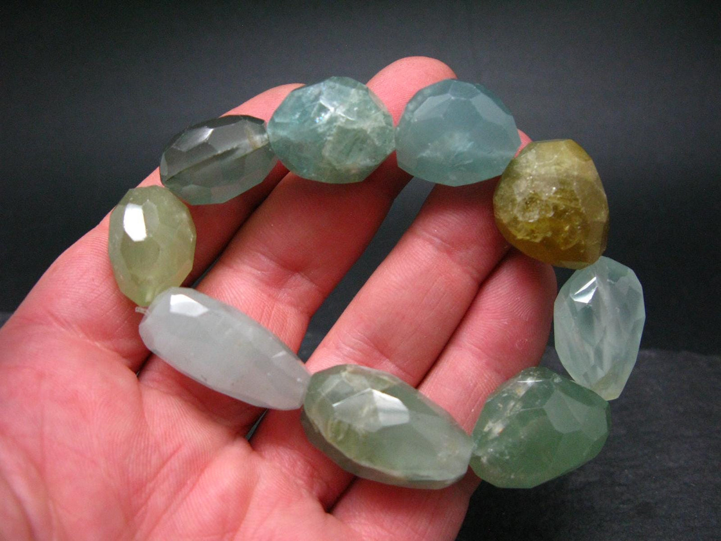 Aquamarine Genuine Bracelet ~ 7 Inches ~ 20mm Facetted Beads