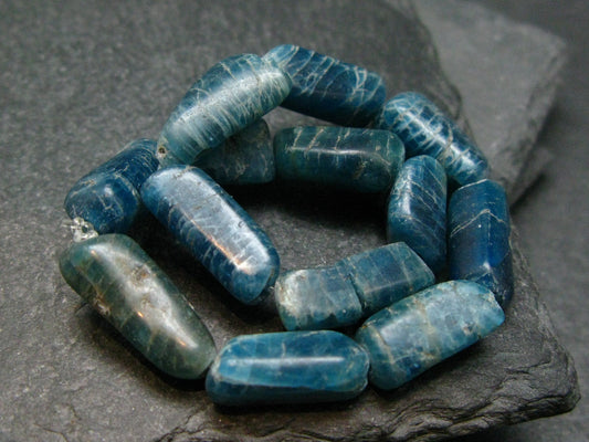 Neon Blue Apatite Genuine Bracelet ~ 7 Inches ~ 15mm Tumbled Beads