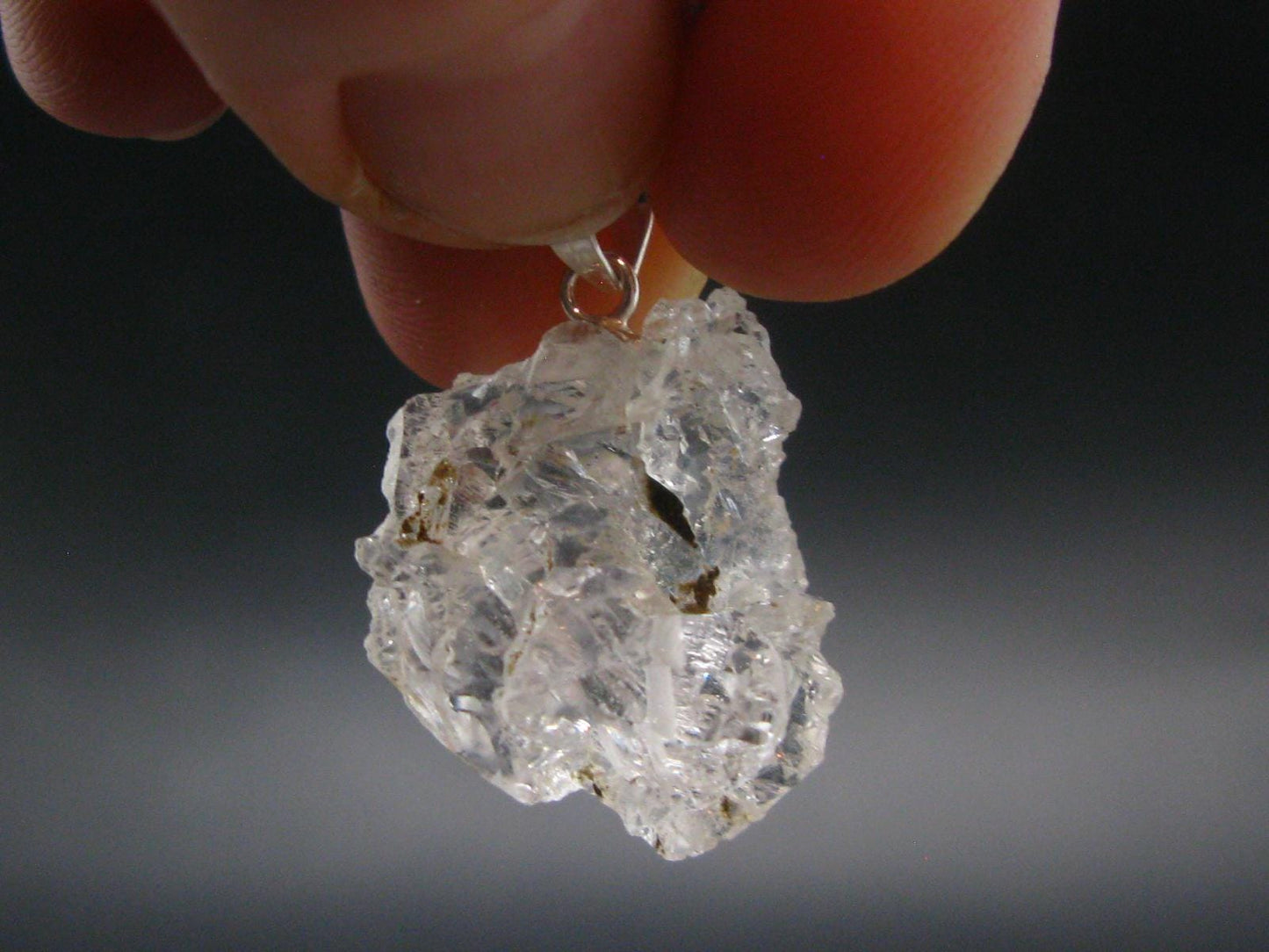 Goshenite Beryl Crystal 925 Silver Pendant From Brazil - 1.0" - 3.79 Grams