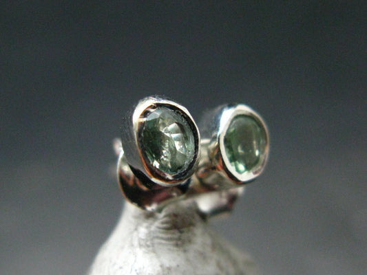 Alexandrite Gem Silver Stud Earrings From Russia - 0.85 Grams