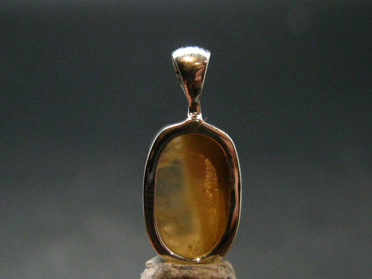 Large Natural Agni Gold Danburite Sterling Silver Pendant from Tanzania - 0.7" - 1.28 Grams