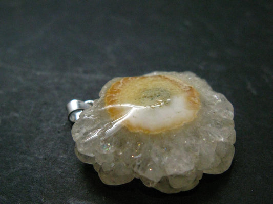 Anandalite Quartz Crystal Silver Pendant From India - 1.2" - 6.91 Grams