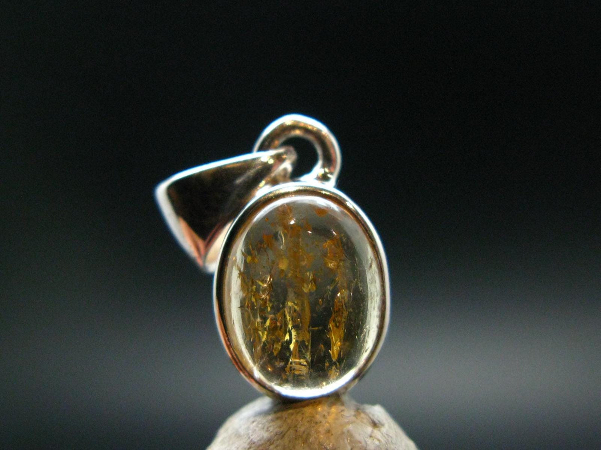 Imperial Topaz Crystal Silver Pendant from Brazil - 0.8" - 2.15 Grams