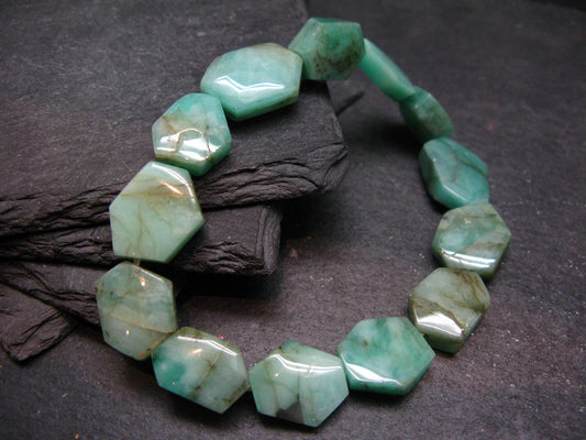 Emerald Genuine Bracelet ~ 7 Inches ~ 15mm Facetted Beads