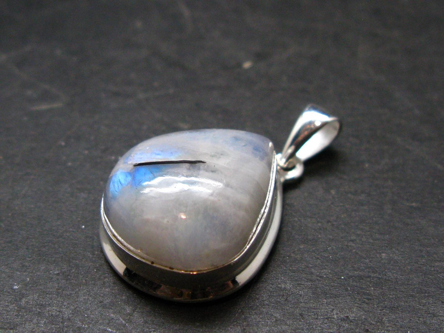 Natural Glow From Inside Moonstone Silver Plated Pendant - 1.2" - 7.0 Grams
