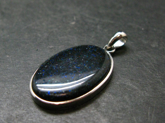 Rare Black Opal Sterling Silver Pendant from Australia - 1.4" - 4.49 Grams