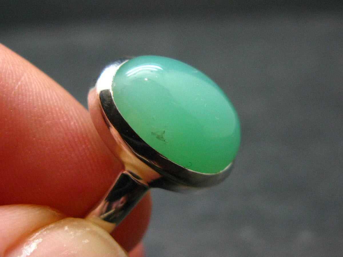 Natural Apple Green Chrysoprase 925 Sterling Silver Ring From Australia - 5.0 Grams - Size 10