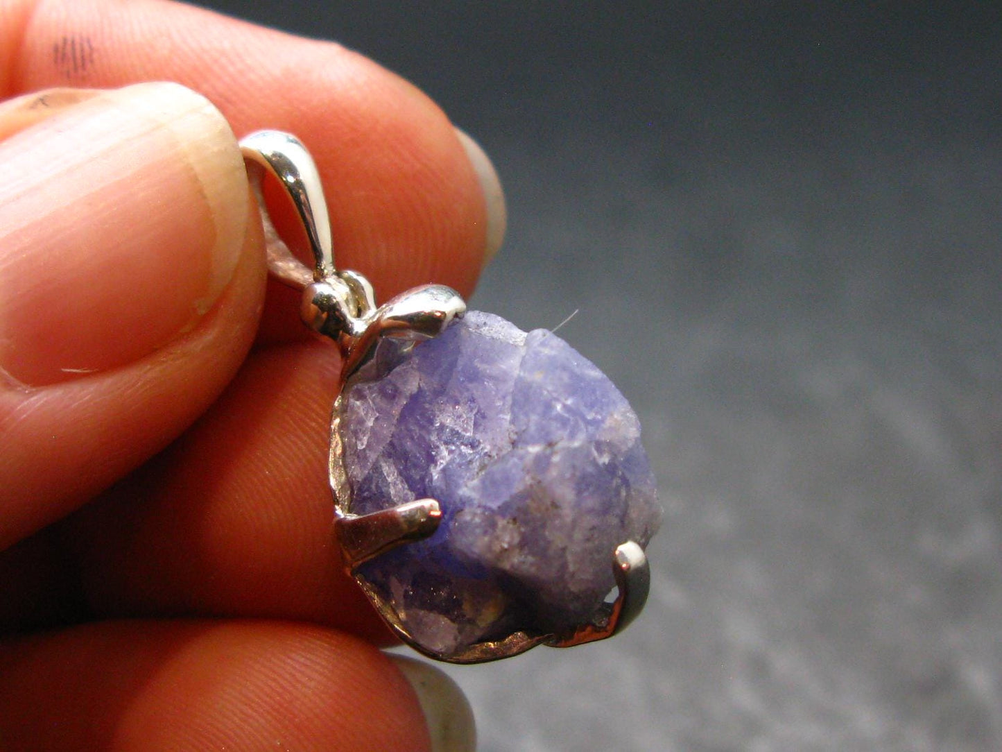 Rare Raw Hackmanite Silver Pendant from Afghanistan - 1.0" - 3.63 Grams