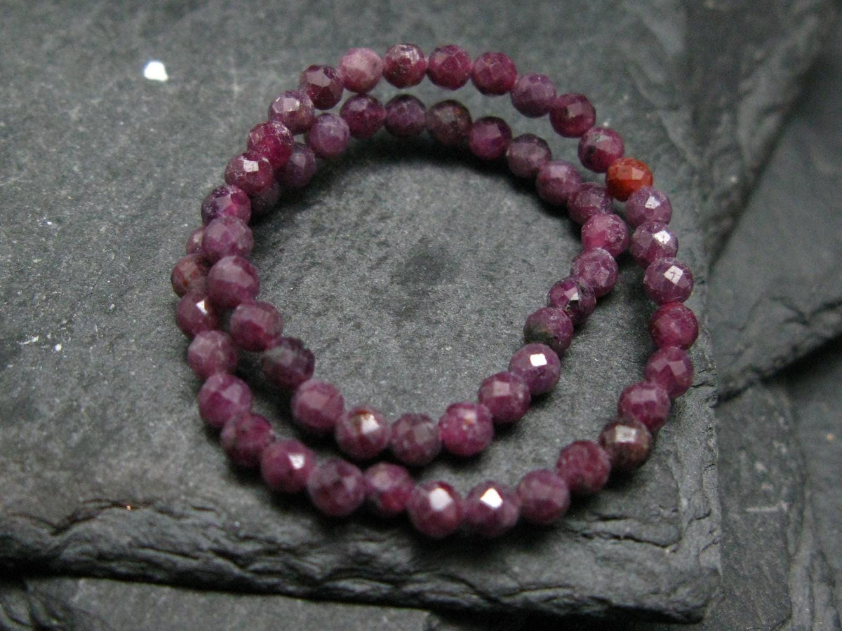 Ruby Genuine Bracelet ~ 7 Inches ~ 3mm Facetted Beads