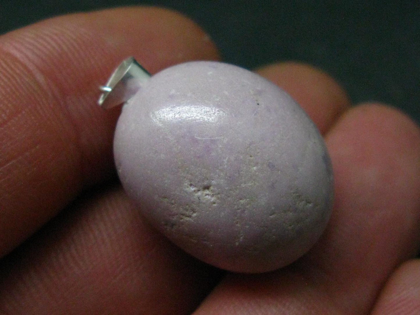 Phosphosiderite Tumbled Silver Pendant From Peru - 1.2"