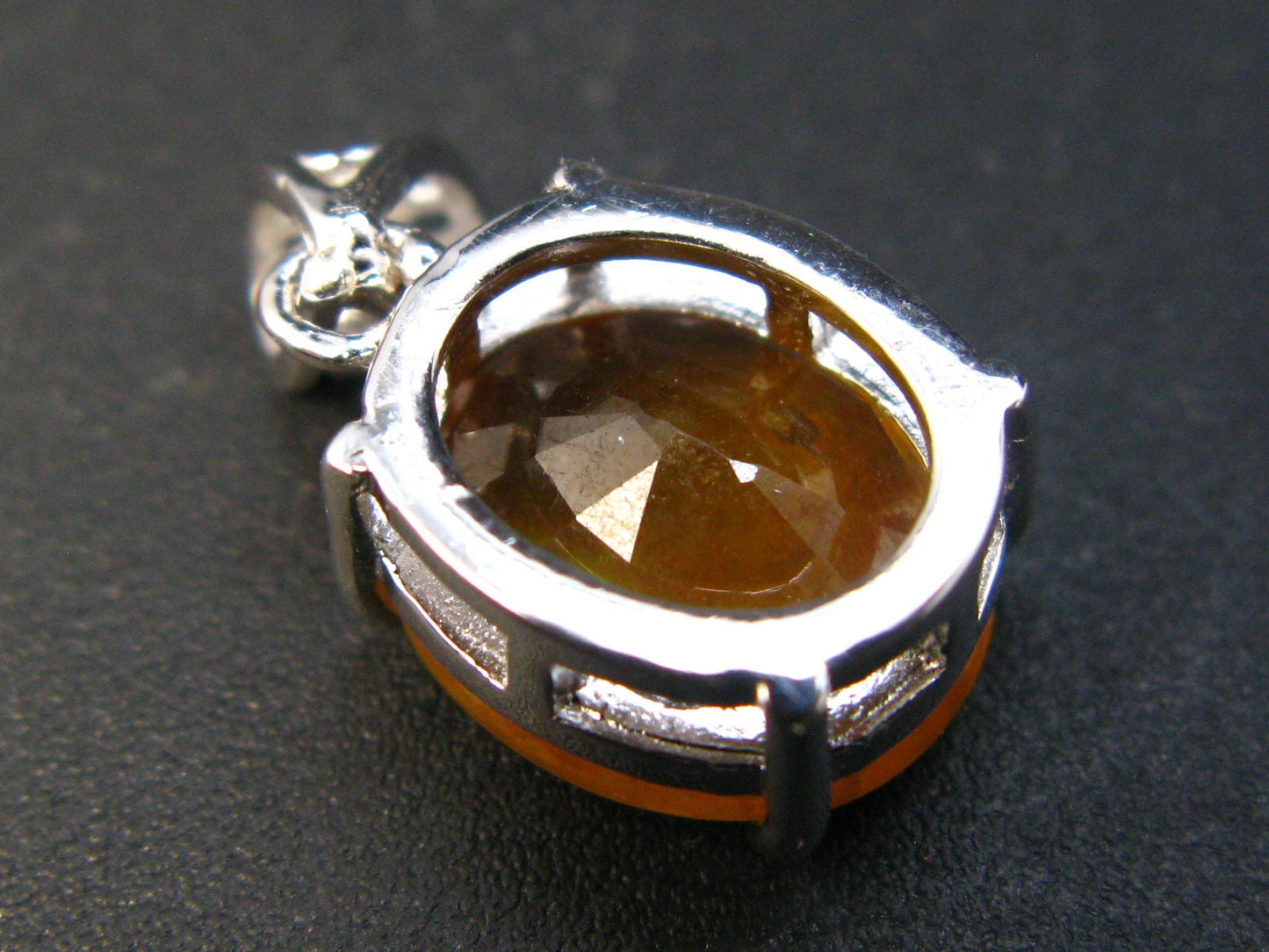 Large Natural Faceted Orangish-Yellow 6.16 Carat Sapphire 925 Sterling Silver Pendant - 0.7"
