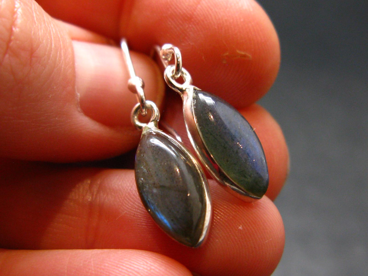 Blue Labradorite Silver Earrings From Madagascar - 2.30 Grams