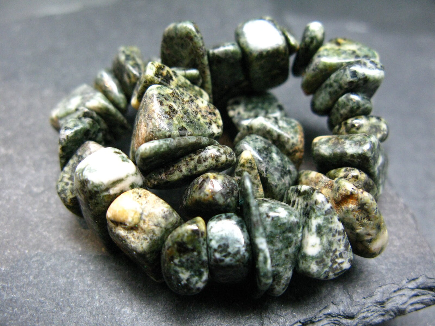 Preseli Stonehenge Bluestone Genuine Bracelet ~ 7 Inches ~ 12mm Tumbled Beads