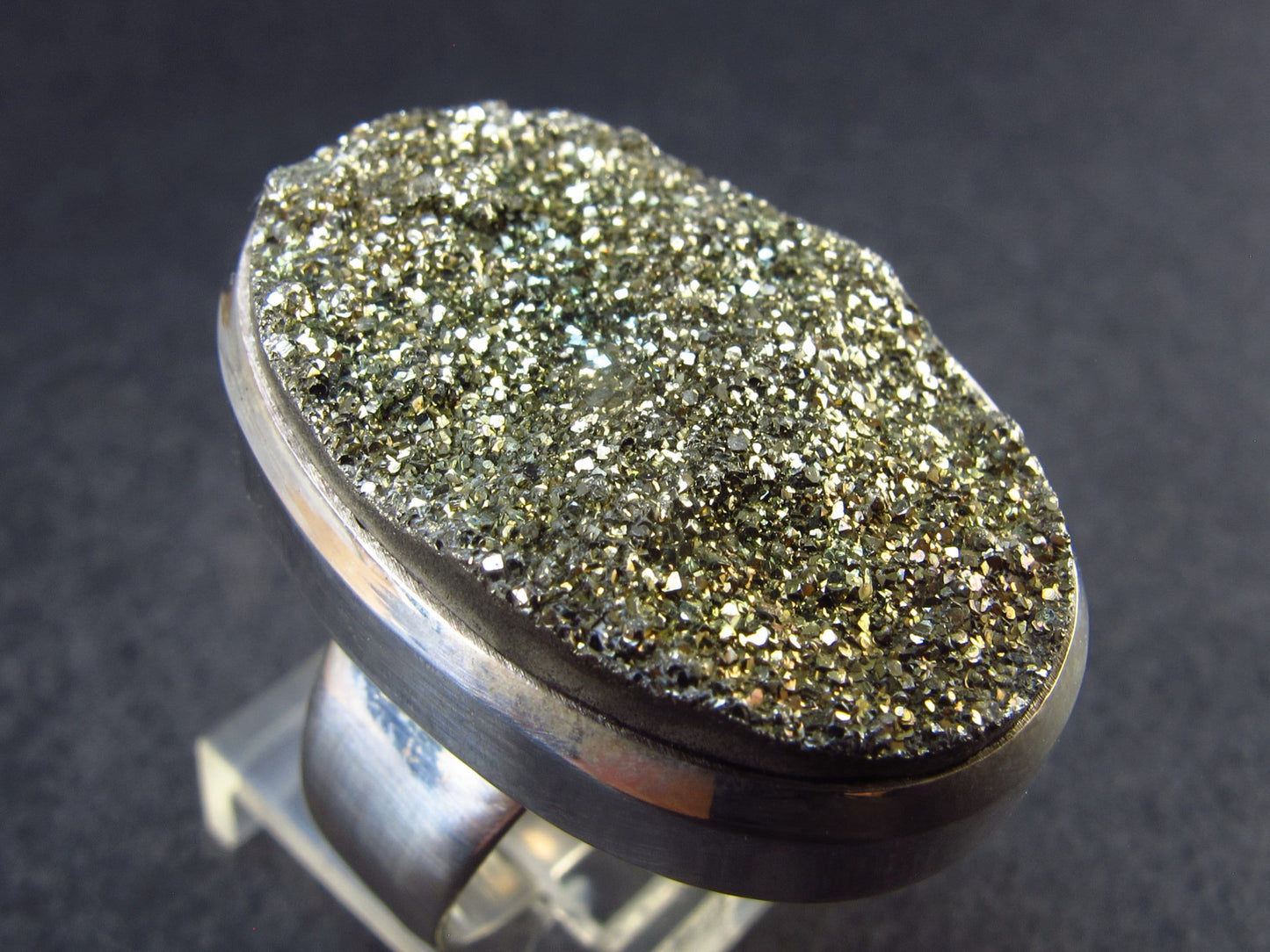Large Raw Pyrite Silver Ring From Peru - 14.4 Grams - Size 9