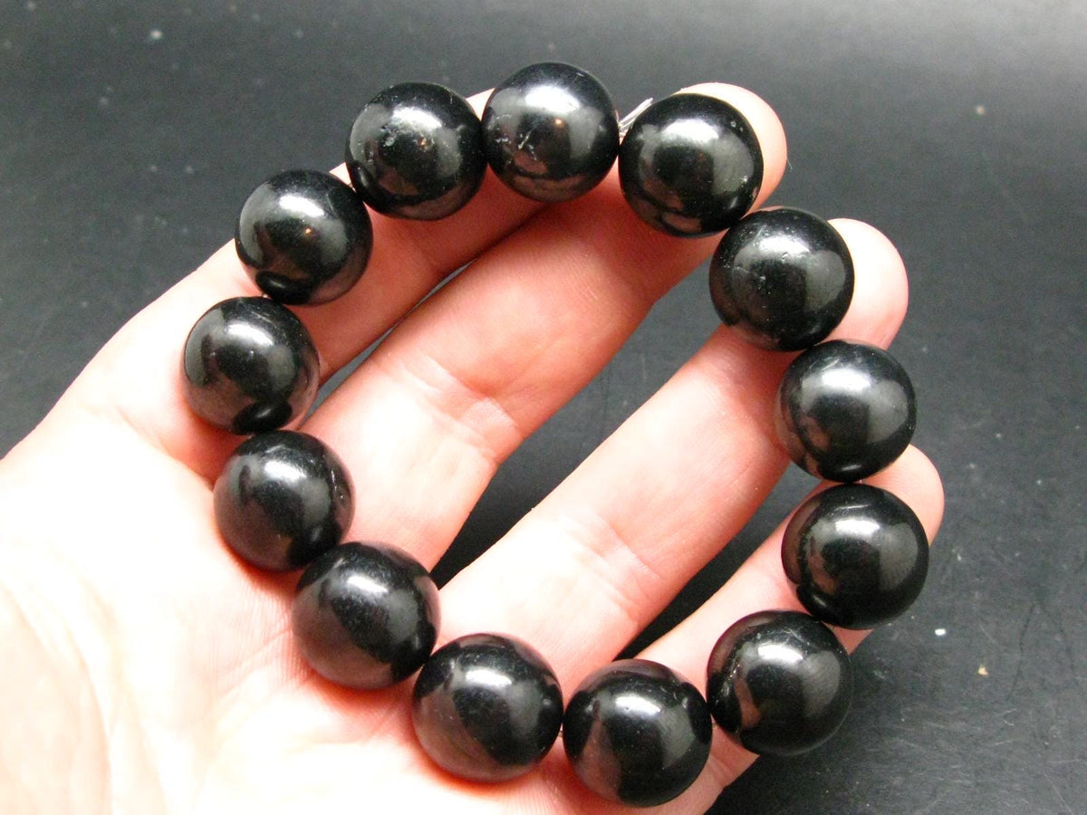 Shungite Genuine Bracelet ~ 7 Inches ~ 16mm Round Beads