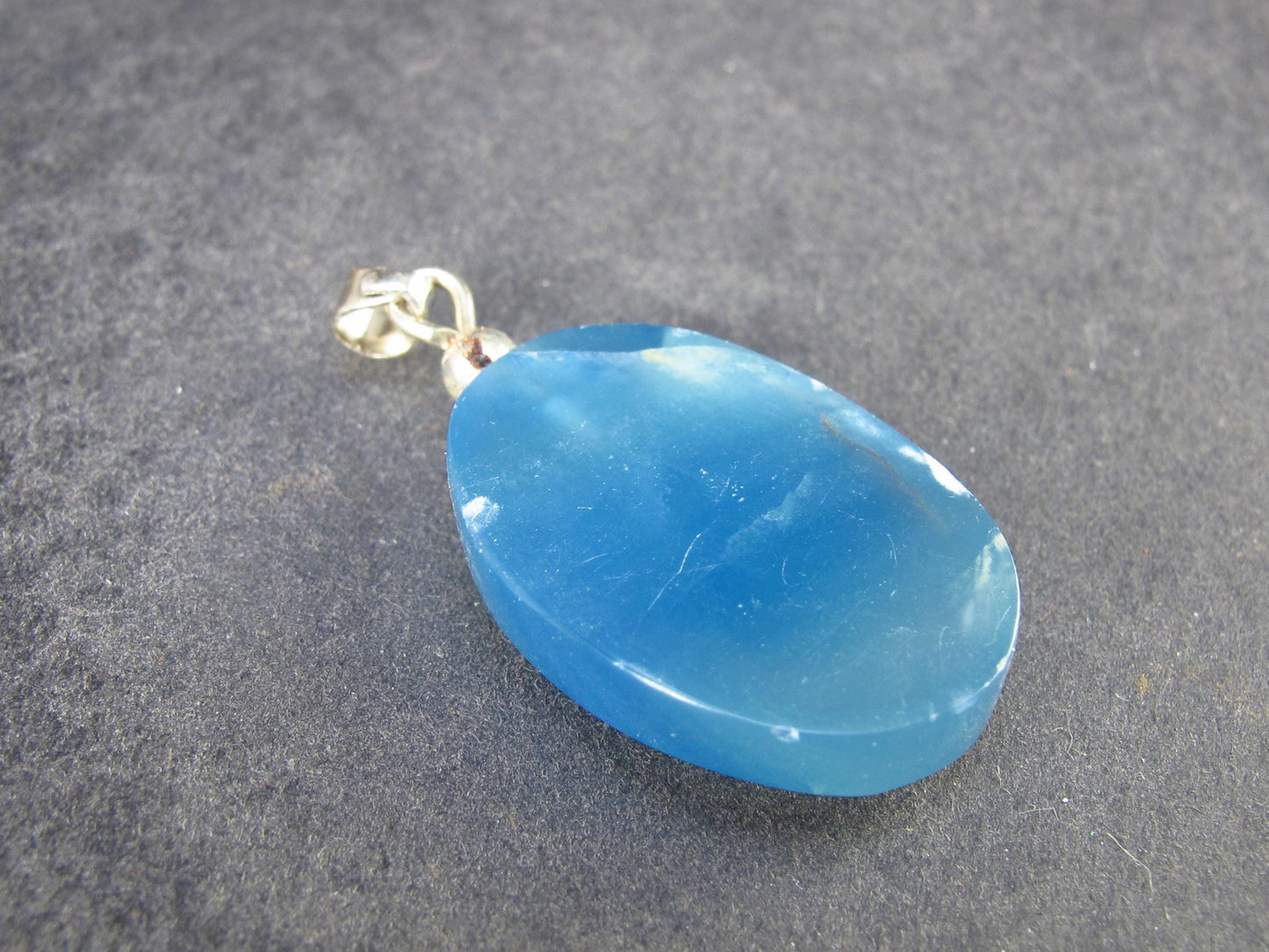 Lemurian Aquatine Blue Calcite Silver Pendant from Argentina - 1.5" - 6.88 Grams