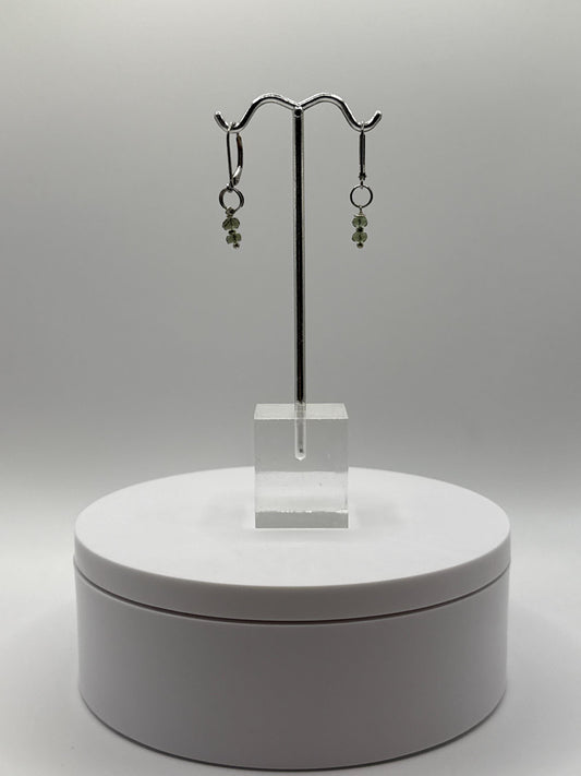 Sterling Silver Moldavite Drop Earrings - Weight 4.20 Grams