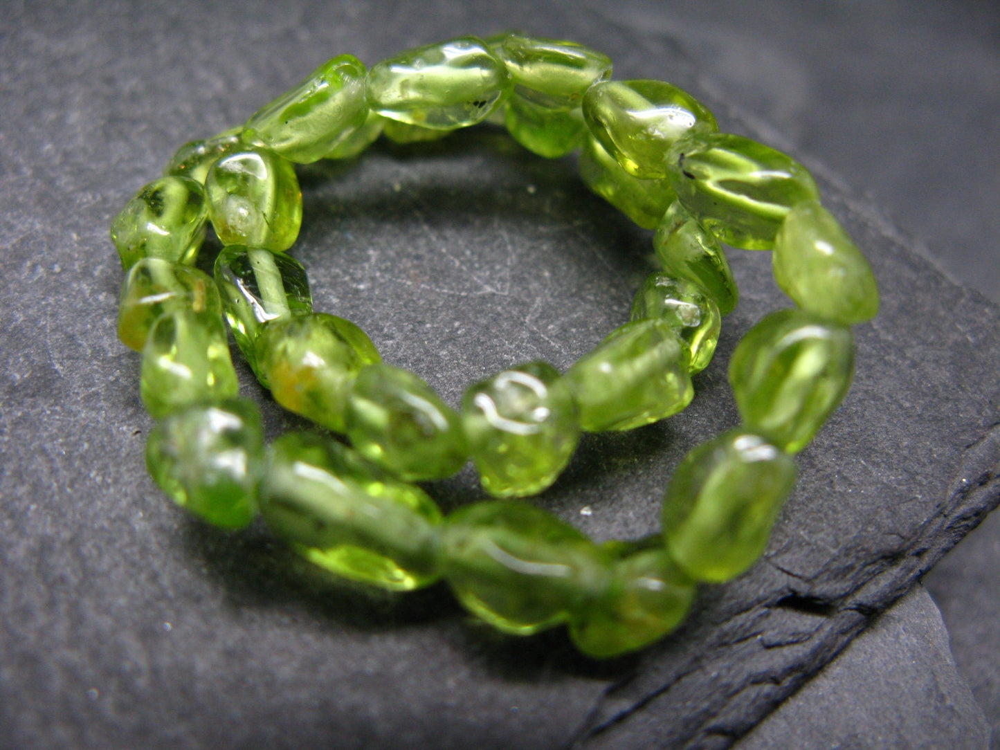 Peridot Genuine Bracelet ~ 7 Inches ~ 7mm Tumbled Beads