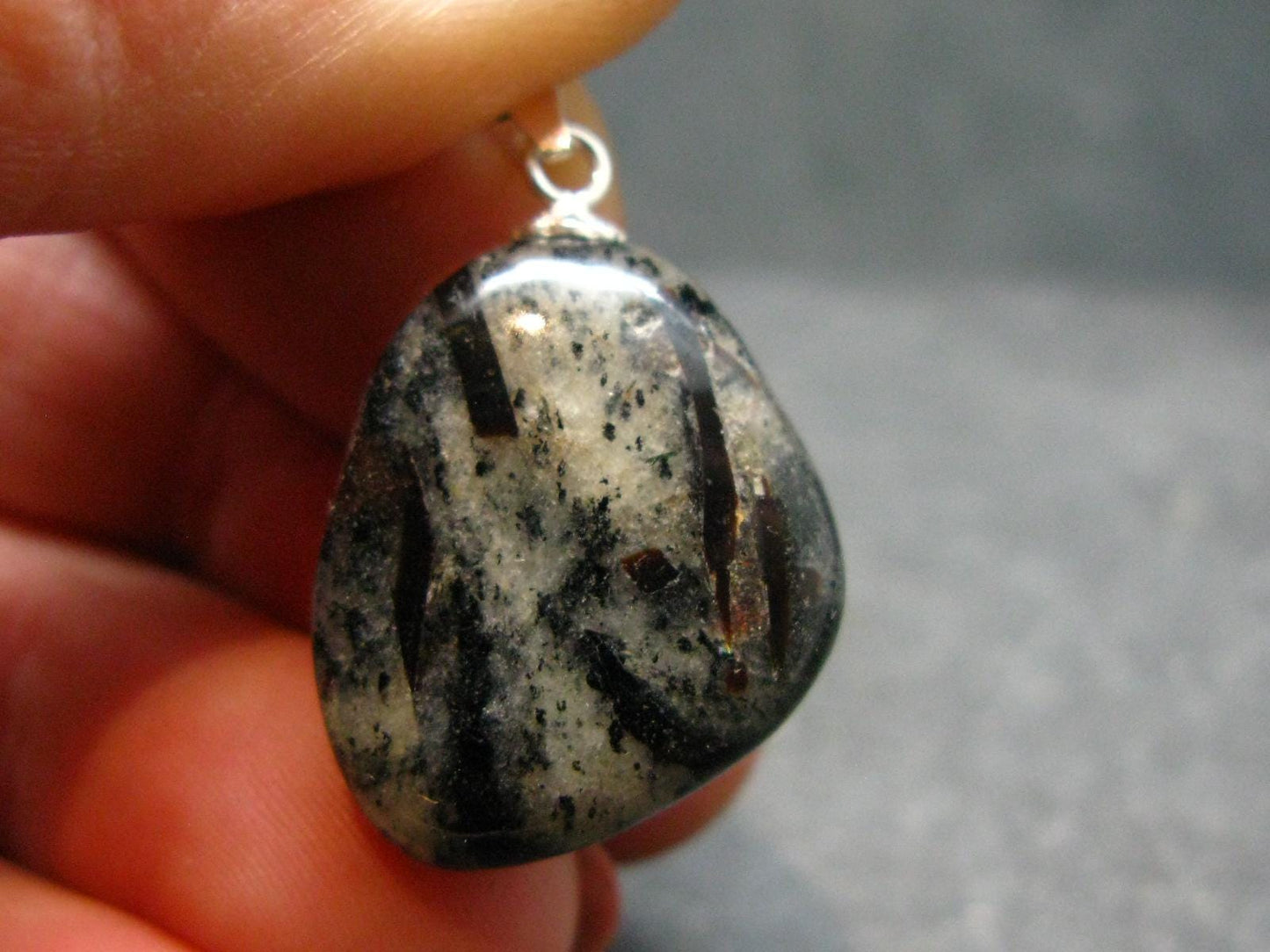 Tumbled Astrophylite Astrophyllite Silver Pendant From Russia - 1.0"