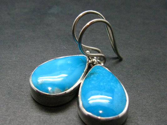 Nice Raw Natural Turquoise Sterling Silver Earrings from Mexico - 7.59 Grams