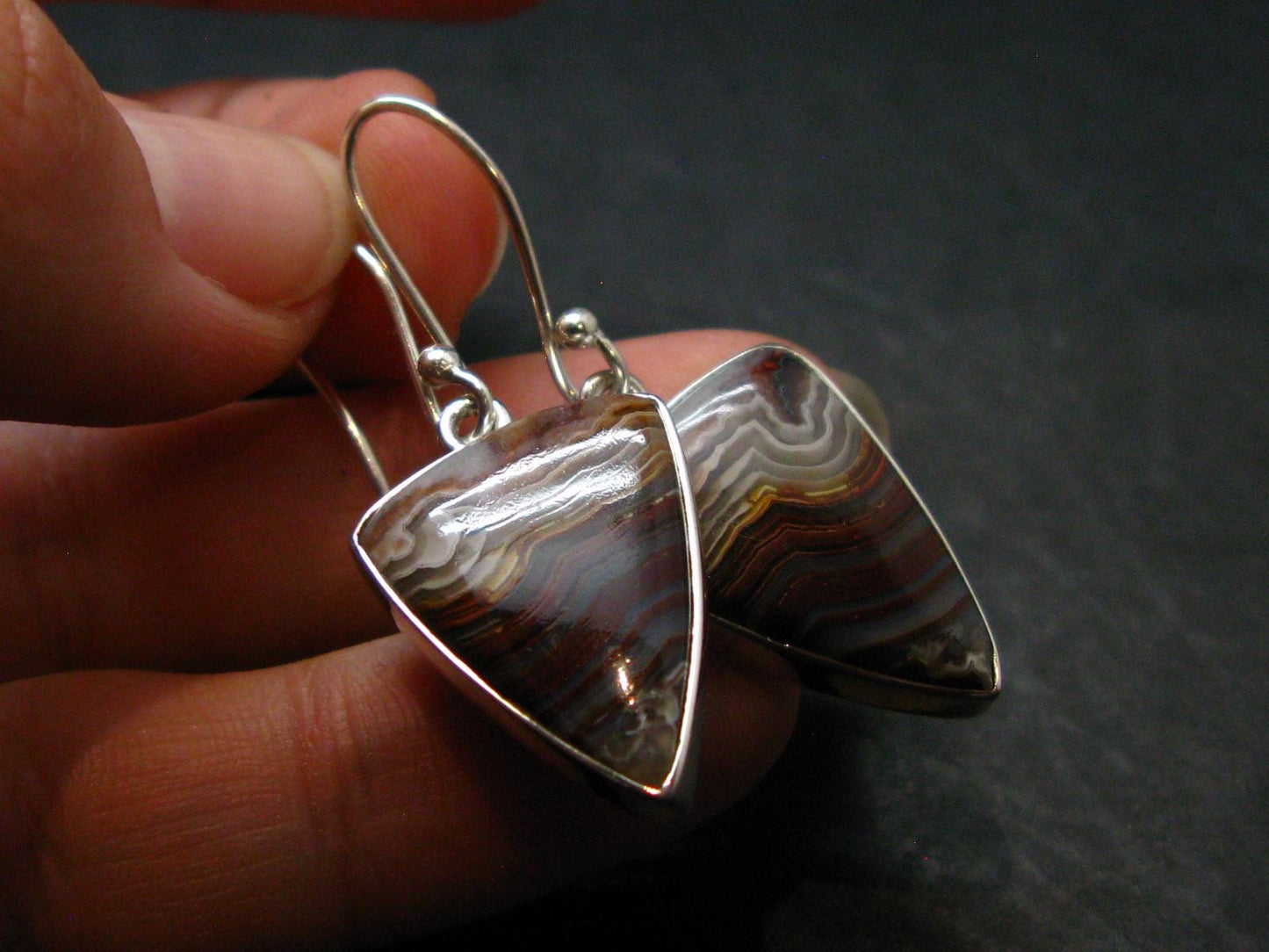 Laguna Lace Agate 925 Silver Earrings - 5.15 Grams