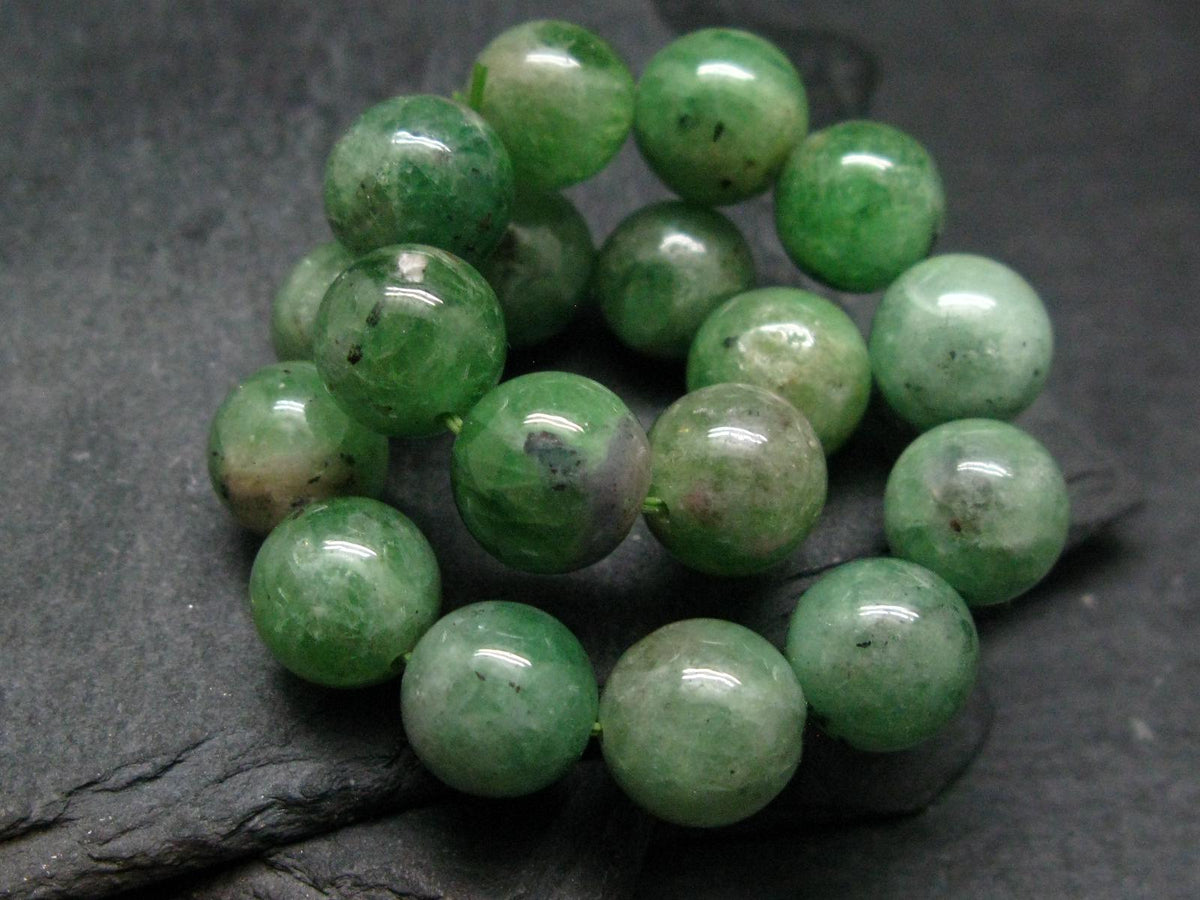 Green Garnet Tsavorite Genuine Bracelet ~ 7 Inches ~ 12mm Round Beads