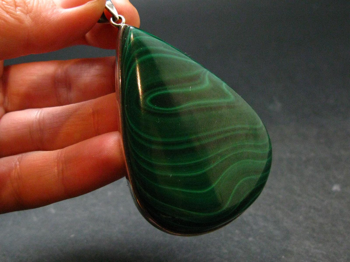 Queen of Green!! Genuine Vivid Vibrant Green Malachite Sterling Silver Pendant - 2.8" - 52.59 Grams