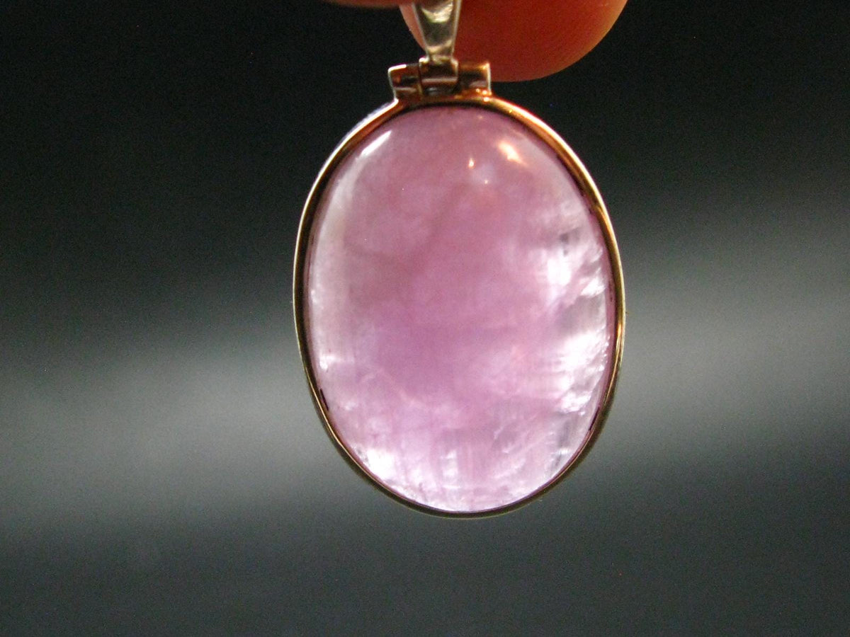 Gem Kunzite Silver Pendant From Brazil - 1.4"