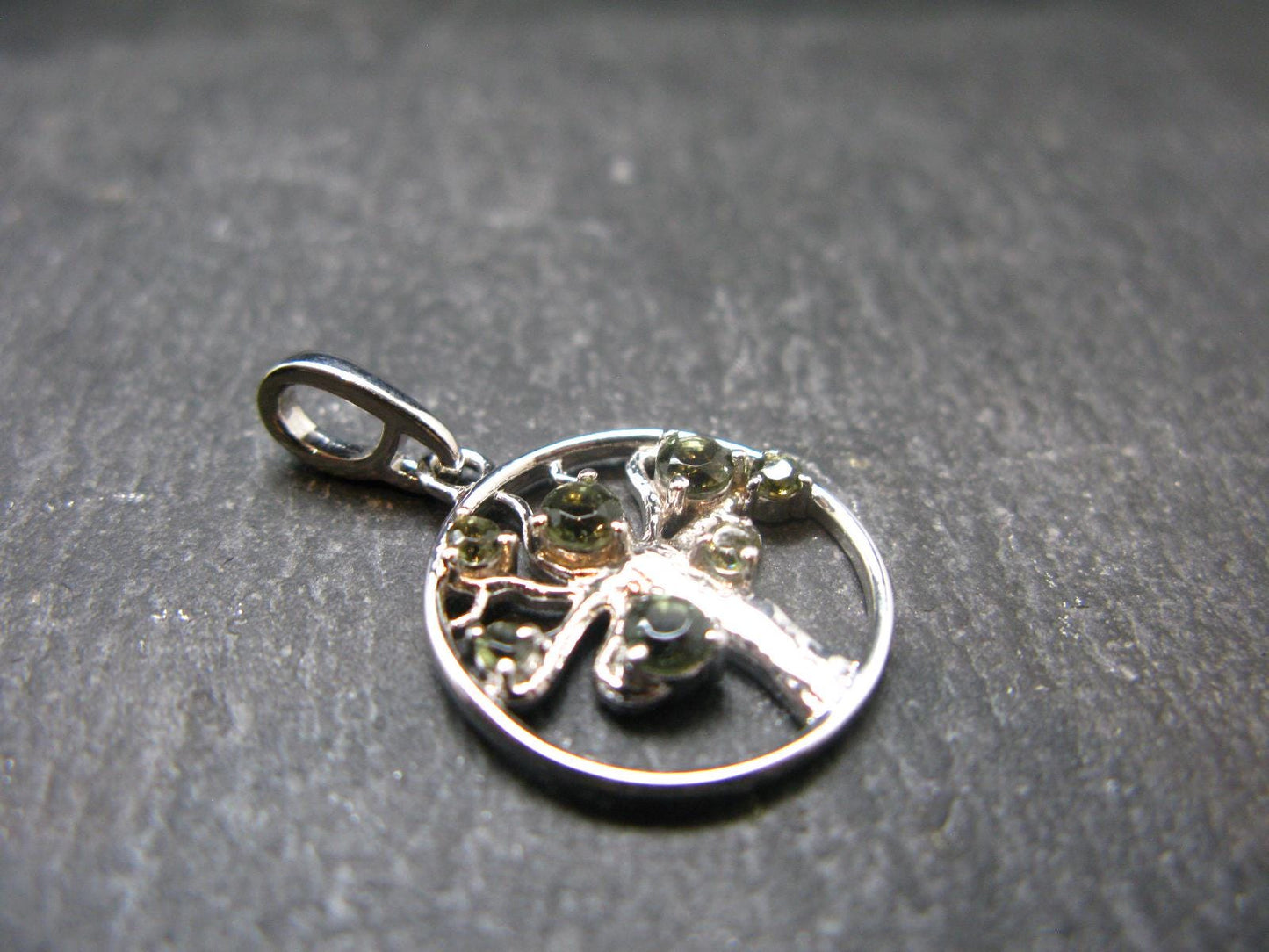 Moldavite Tektite Silver Pendant from Czech Republic - 1.0" - 2.15 Grams