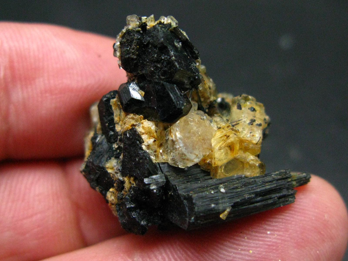 Clear Goshenite Beryl on Black Tourmaline Cluster From Namibia - 1.2" - 8.94 Grams