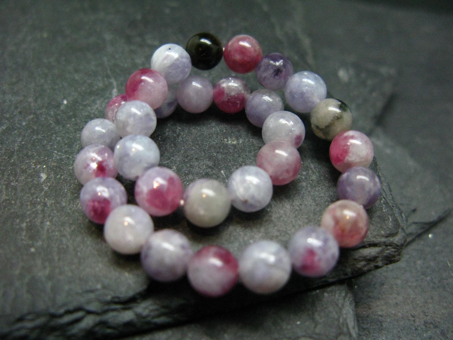 Unicorn Stone Lepidolite & Tourmaline Genuine Bracelet ~ 7 Inches ~ 6mm Round Beads