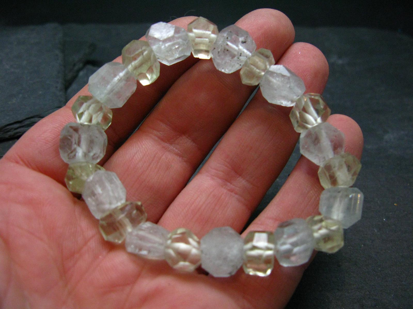 Hiddenite & Aquamarine Genuine Bracelet ~ 7 Inches ~ Facetted Beads