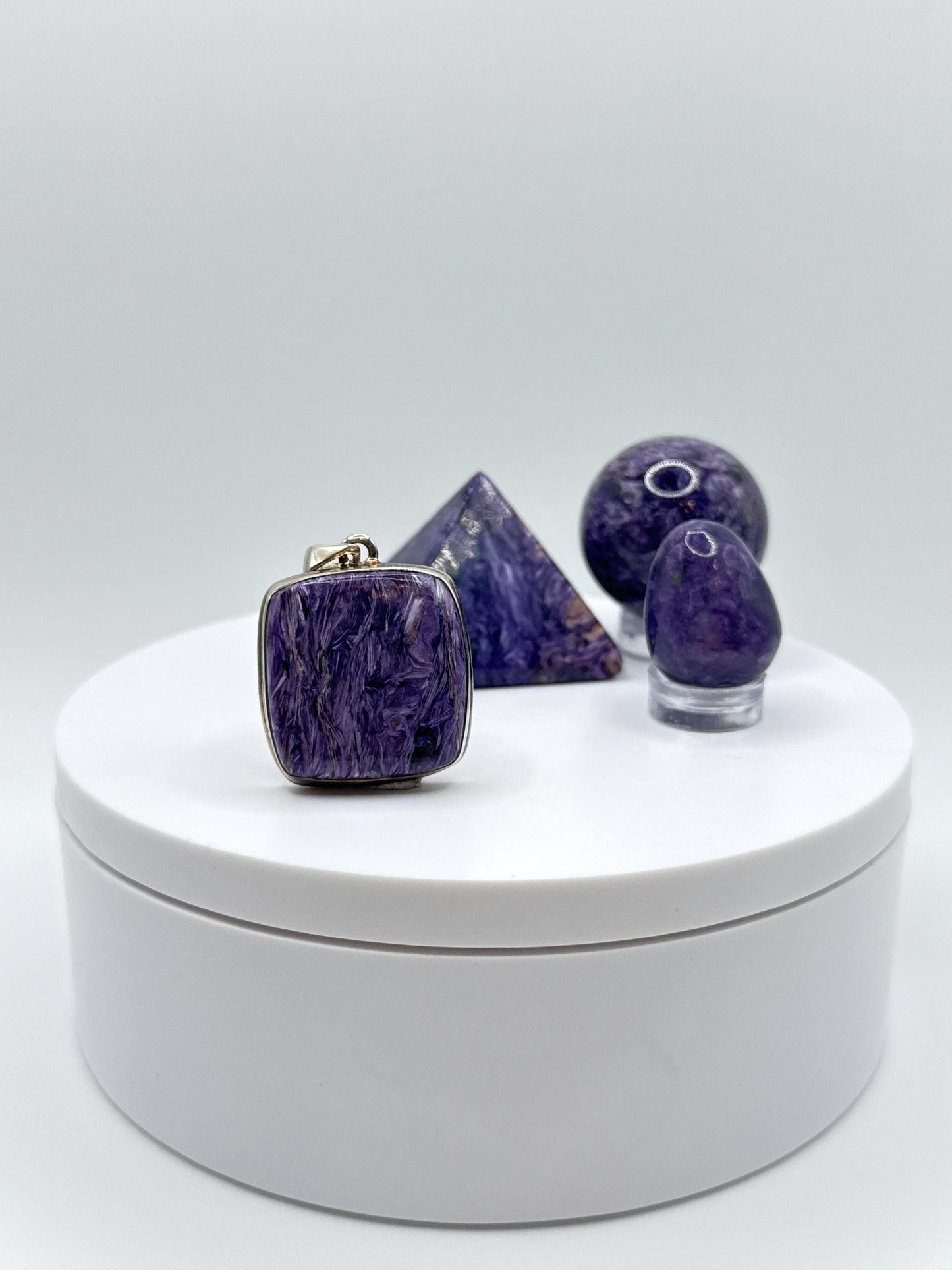 Charoite Sterling Silver Pendant – Square Design - 11.23 Grams