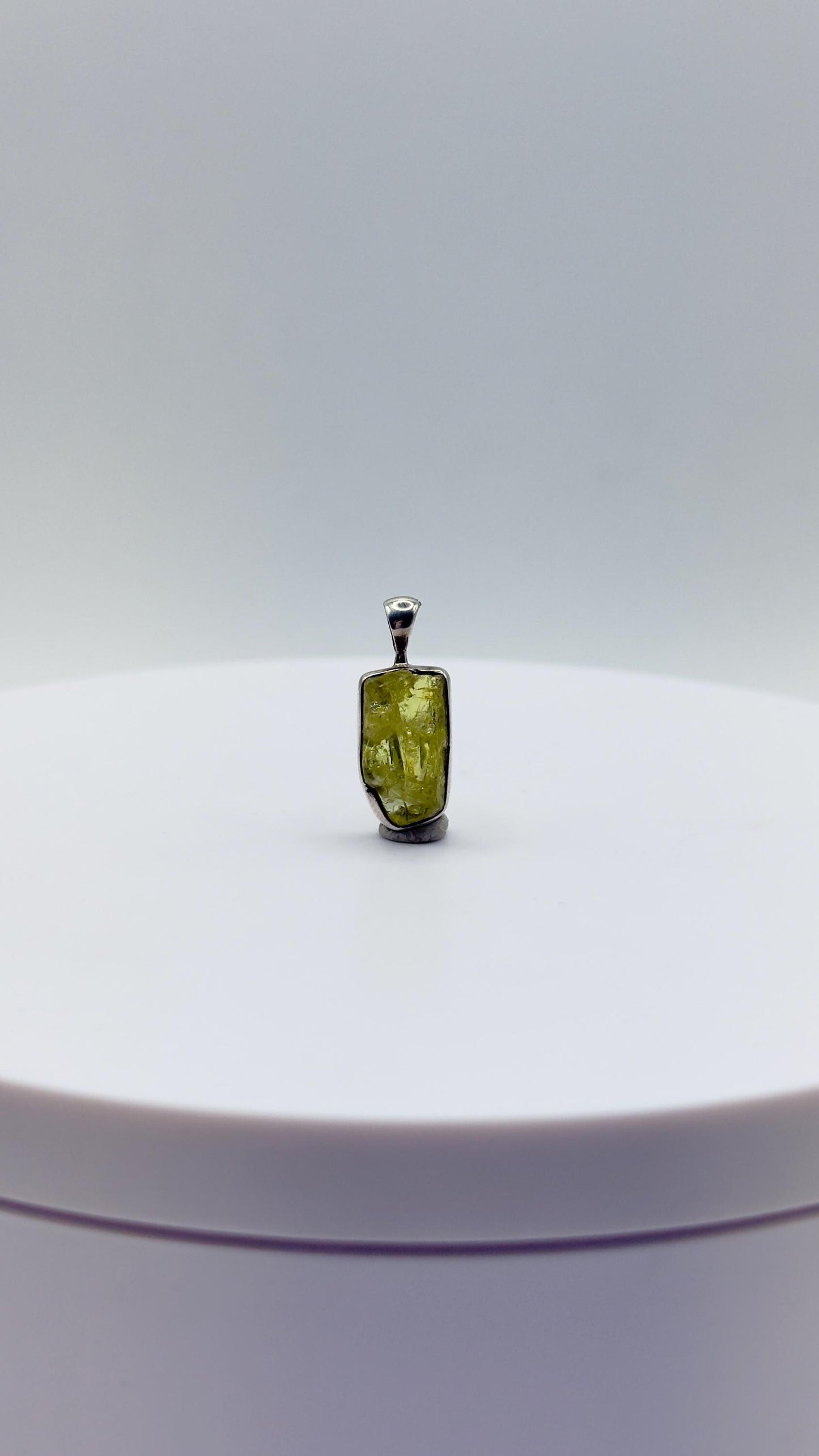 Chrysoberyl Raw Stone Pendant Green Yellow Gemstone Silver Necklace Pendant Natural Crystal Jewelry Gift