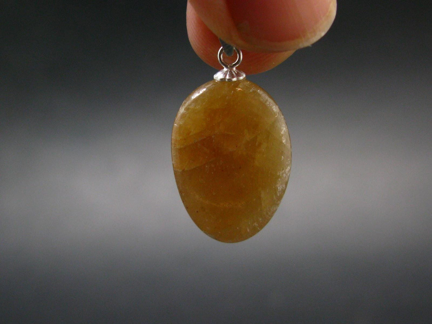 Yellow Sapphire Corundum Polished Crystal Silver Pendant From Sri Lanka - 1.0" - 23.30 Carats