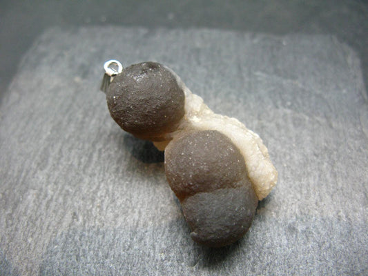 Truffle Chalcedony!! Spheroidal Chalcedony Nodules Crystal Silver Pendant From Morocco - 1.8"