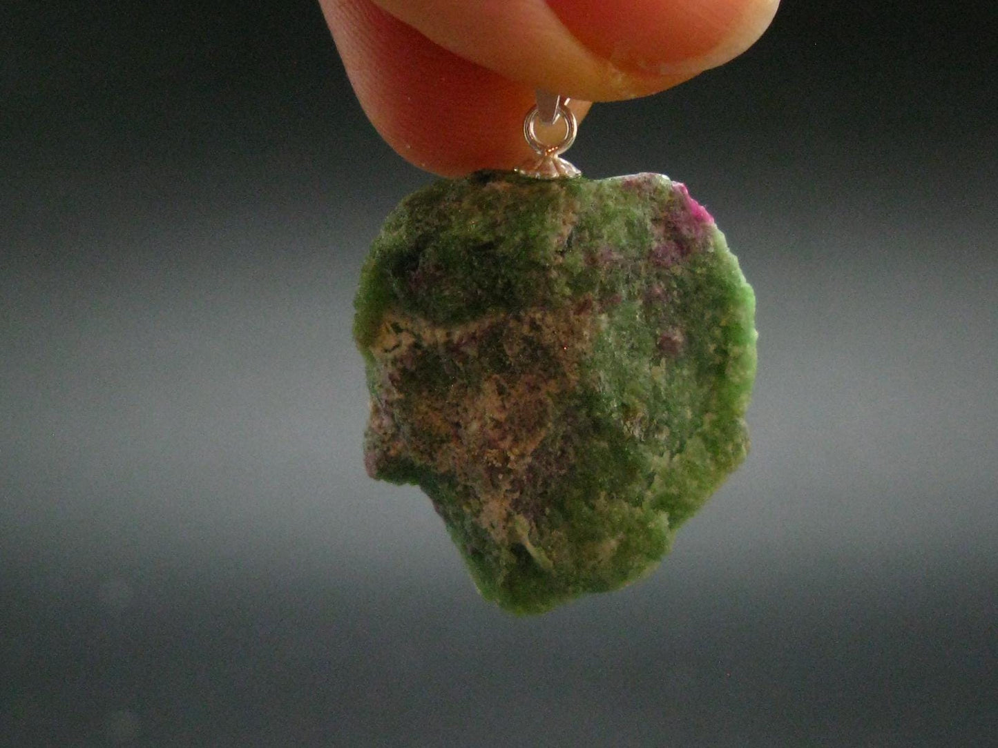 Ruby In Zoisite Silver Pendant from India - 1.3" - 6.87 Grams