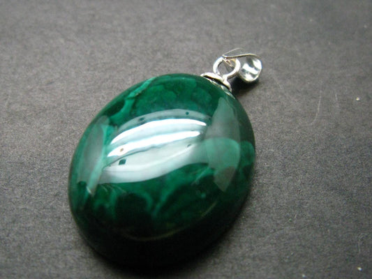 Queen of Green!! Genuine Vivid Vibrant Green Malachite Sterling Silver Pendant - 1.1" - 7.94 Grams