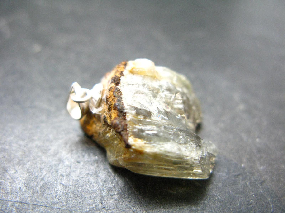 Gem Color Change See-Thru Straw Terminated Crystal Diaspore Crystal Silver Pendant From Turkey - 1.1" - 6.10 Grams