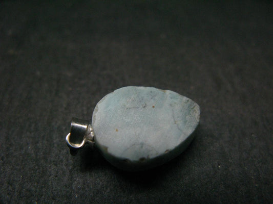 Rare Blue Larimar Pectolite Silver Pendant From Dominican Republic - 0.9"