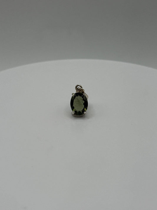 Elegant Oval Moldavite Pendant in Sterling Silver - 1.13 Grams
